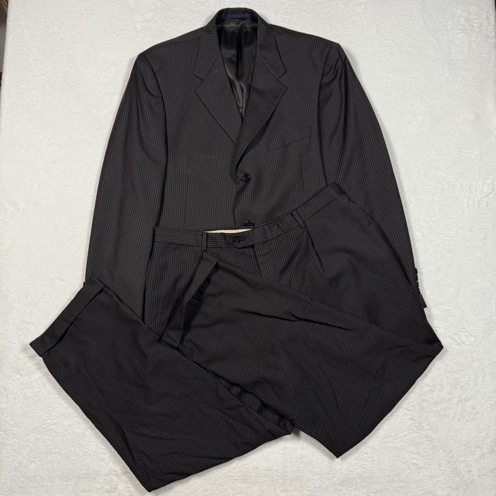 Daniel Cremieux Loro Piana Men's 43R Dark Gray Striped Wool‎ 3-Button Suit 38x32